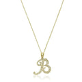 Script Diamond Initials Necklace 10K Gold by Fine Color Jewels