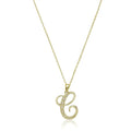 Script Diamond Initials Necklace 10K Gold by Fine Color Jewels