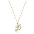 Script Diamond Initials Necklace 10K Gold by Fine Color Jewels