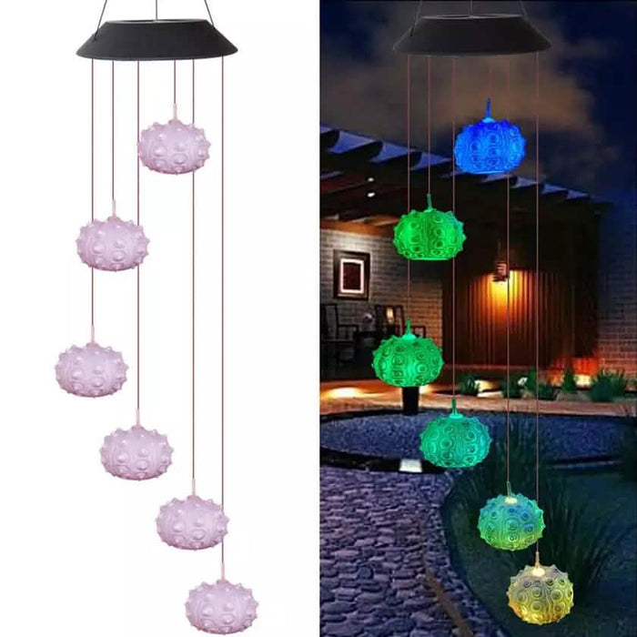 Sea Urchin Solar Light Wind Chime - LED Color Changing Decorative Hanging Lights by DailySale