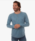Sean Long Sleeve Henley - Dusty Blue by Boutique 23