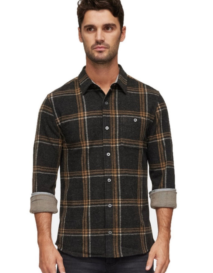 Sellers LS Hero Knit Flannel - Charcoal/Brown by Boutique 23