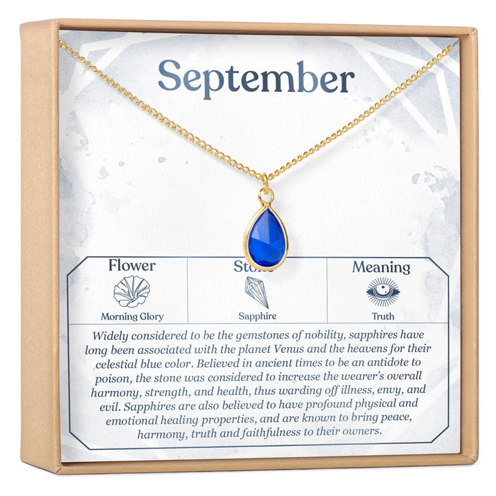September Birthday Sapphire Birthstone Necklace by Dear Ava
