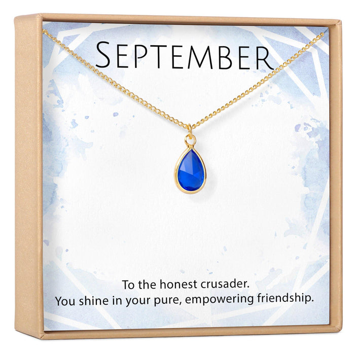 September Birthstone / Sapphire Crystal Charm Necklace by Dear Ava