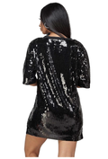Sequin Birthday Queen Oversized Sequin T-shirt Dress {Gold & White Letters} by The House of Stylez