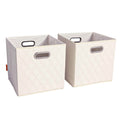 Set of 2: 11-13" Foldable Diamond Patterned Faux Leather Storage Cube Bins by DailySale
