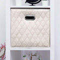 Set of 2: 11-13" Foldable Diamond Patterned Faux Leather Storage Cube Bins by DailySale