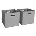 Set of 2: 11-13" Foldable Diamond Patterned Faux Leather Storage Cube Bins by DailySale