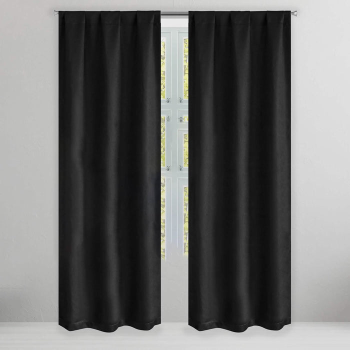 Set of 2: Brushed Textured Blackout Thermal Window Curtain Pair Panel by DailySale