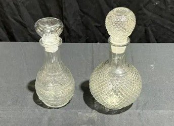 Crystal Glass Whiskey Decanter Set of 2 with Stopper by Price Is Right Miami