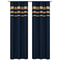 Set of 2: Velvet Metallic Stripe Border Blackout Window Curtain Pair Panel by DailySale