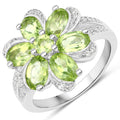 8.04 Carat Genuine Peridot and White Topaz .925 Sterling Silver 3 Piece Jewelry Set (Ring, Earrings, and Pendant w/ Chain) by Bids.com