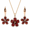 Natural Red Garnet Floral Sterling Silver Jewelry Set