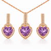 Natural Purple Amethyst Silver Heart Sterling Silver Jewelry Set