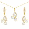 Natural Pear Rainbow Moonstone Sterling Silver Jewelry Set