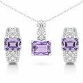 Natural Amethyst Sterling Silver Jewelry Set by Fine Color Jewels