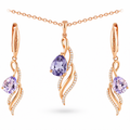 Natural Purple Amethyst Twisted Silver Jewelry Set by Fine Color Jewels