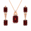 Natural Garnet & White Topaz Sterling Silver Drop Jewelry Set