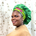 Sharifah Satin Double-layer Bonnet with African Print Tie by Duma Mbili LLC