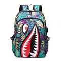 Patterned Shark Nylon Student Backpack by DailySale