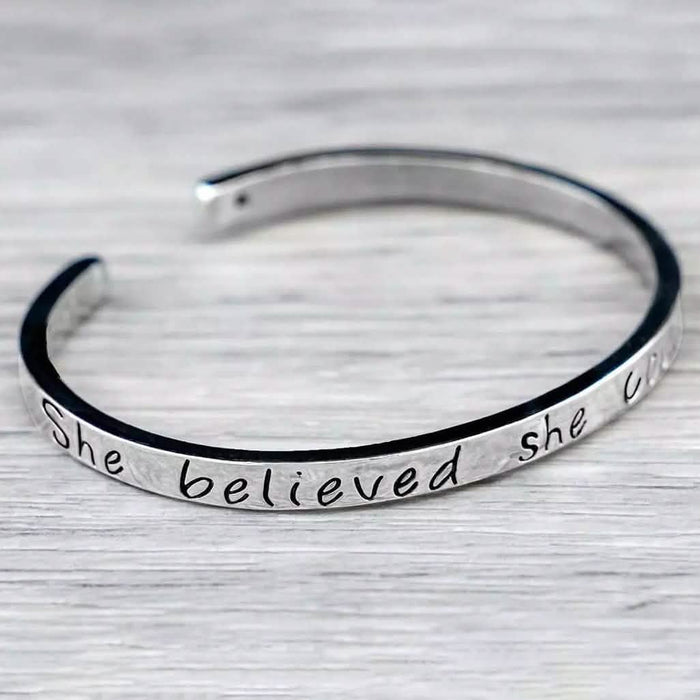 "She believed she could so she did" Inspirational Cuff Bracelet by DailySale