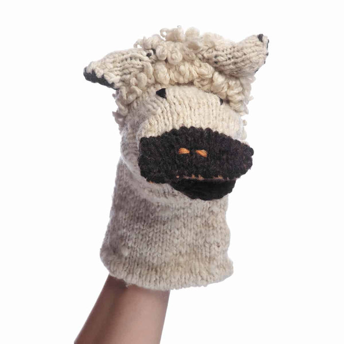 Organic Wool Knit Hand Puppet | Sawyer the Sheep by Finn + Emma