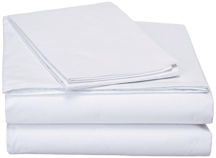 DaDa Bedding White Cotton Flat Sheet Set with Pillow Cases by DaDalogy Bedding Collection