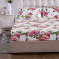 DaDa Bedding Pink Romantic Roses Floral Fitted Sheet Set by DaDalogy Bedding Collection