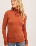 Sofia Shirring Mock Neck Sweater by Boutique 23