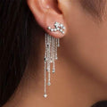 Shooting Star Rhinestone Long Tassels Earrings by DailySale