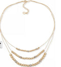 Anne Klein Gold-Tone Pave Fireball & Bead Layered Necklace, 16 + 3" Extender" by Vanessa Jane