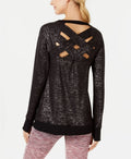 Ideology Metallic Cross-Back Sweatshirt, Size XS by Vanessa Jane