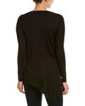Foxcroft Womens Long Sleeve Asymmetrical Pullover Knit, Black, L by Vanessa Jane
