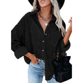 Sidefeel Women Corduroy Long Sleeve Button Down Shirt Oversized Jacket Tops by DailySale