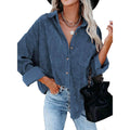 Sidefeel Women Corduroy Long Sleeve Button Down Shirt Oversized Jacket Tops by DailySale