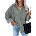Sidefeel Women Corduroy Long Sleeve Button Down Shirt Oversized Jacket Tops by DailySale