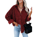 Sidefeel Women Corduroy Long Sleeve Button Down Shirt Oversized Jacket Tops by DailySale