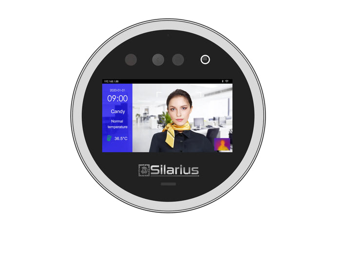 Silarius SIL‐ACCESSTEMP Smart Facial Time Attendance Access Control Terminal with Temperature Measurement , Employee time management Device (NDAA Compliant) by Silarius