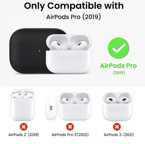 Silicone Case Compatible with AirPods Pro (2019), Liquid Silicone Protective Skin with Front LED Visible Indicator, Black by Generic