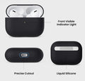Silicone Case Compatible with AirPods Pro (2019), Liquid Silicone Protective Skin with Front LED Visible Indicator, Black by Generic