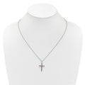 Silver 14k -X- Accent Natural Amethyst Cross Necklace by Fine Color Jewels