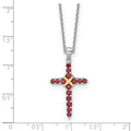 Silver 14k -X- Accent Natural Garnet Cross Necklace by Fine Color Jewels