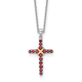 Silver 14k -X- Accent Natural Garnet Cross Necklace by Fine Color Jewels