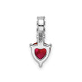 Silver Created Ruby Heart Pendant by Fine Color Jewels