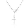 Silver Filled High Polish Finish Infinity Drop Cross Lariat Necklace by DailySale
