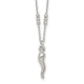 Silver Italian Horn 18 Inch Necklace by Fine Color Jewels