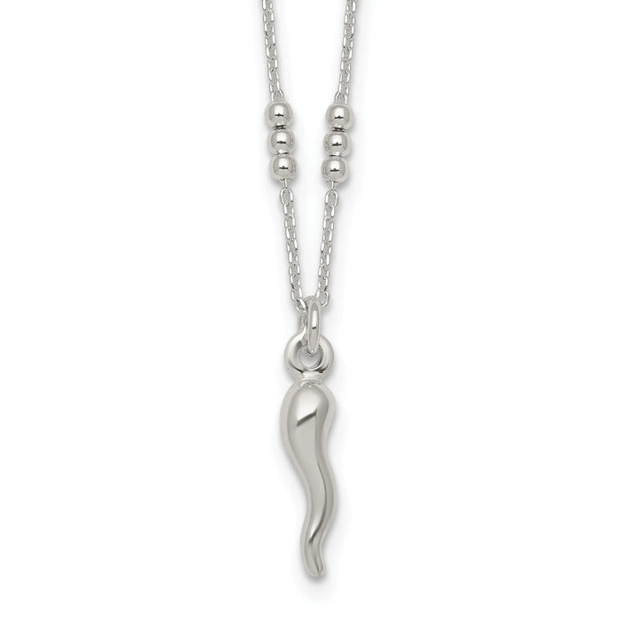 Silver Italian Horn 18 Inch Necklace by Fine Color Jewels