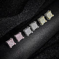 Silver Micro Pave Stud Earrings Clear Square 3D Sidestones by DailySale