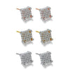 Silver Micro Pave Stud Earrings Clear Square 3D Sidestones