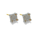 Silver Micro Pave Stud Earrings Clear Square 3D Sidestones by DailySale